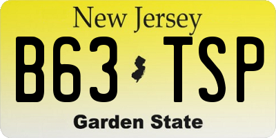 NJ license plate B63TSP