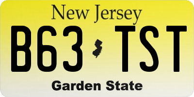 NJ license plate B63TST