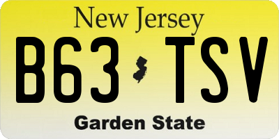 NJ license plate B63TSV