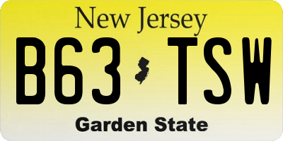 NJ license plate B63TSW