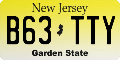 NJ license plate B63TTY
