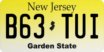 NJ license plate B63TUI