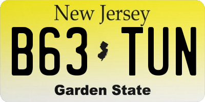 NJ license plate B63TUN