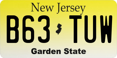NJ license plate B63TUW