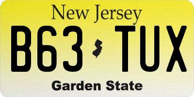 NJ license plate B63TUX