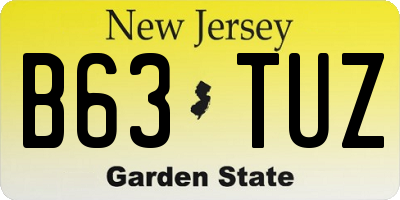 NJ license plate B63TUZ