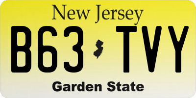 NJ license plate B63TVY