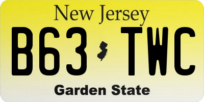 NJ license plate B63TWC