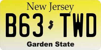 NJ license plate B63TWD