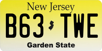 NJ license plate B63TWE