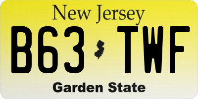 NJ license plate B63TWF