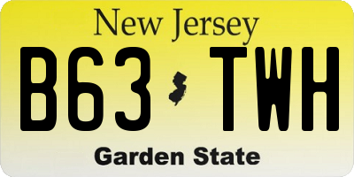 NJ license plate B63TWH
