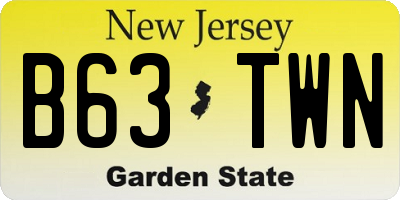 NJ license plate B63TWN