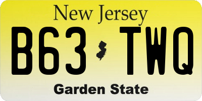 NJ license plate B63TWQ