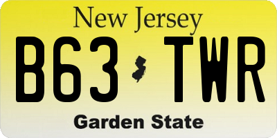 NJ license plate B63TWR