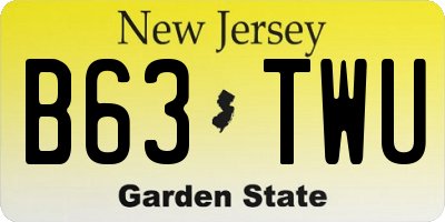NJ license plate B63TWU