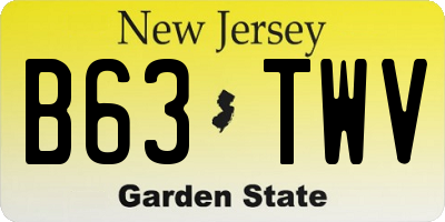 NJ license plate B63TWV