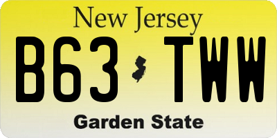 NJ license plate B63TWW