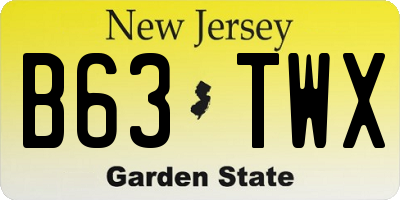 NJ license plate B63TWX