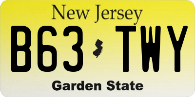 NJ license plate B63TWY