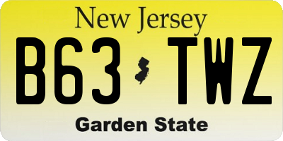 NJ license plate B63TWZ