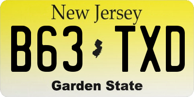 NJ license plate B63TXD