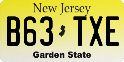 NJ license plate B63TXE