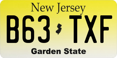 NJ license plate B63TXF