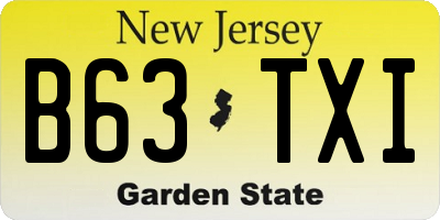 NJ license plate B63TXI