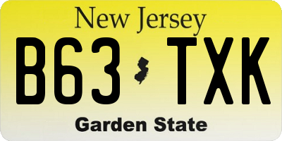 NJ license plate B63TXK