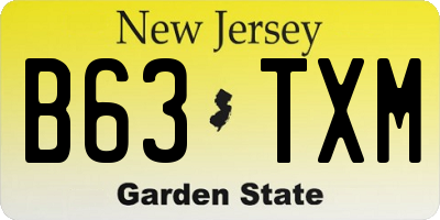 NJ license plate B63TXM
