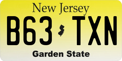 NJ license plate B63TXN