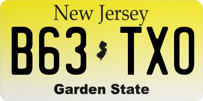 NJ license plate B63TXO