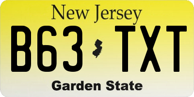 NJ license plate B63TXT