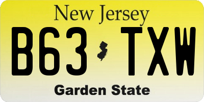 NJ license plate B63TXW