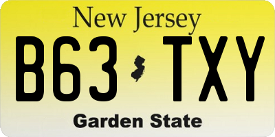 NJ license plate B63TXY