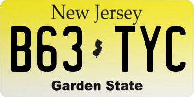 NJ license plate B63TYC