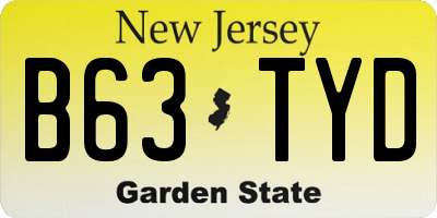 NJ license plate B63TYD