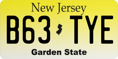 NJ license plate B63TYE