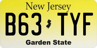 NJ license plate B63TYF