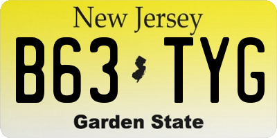 NJ license plate B63TYG