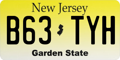 NJ license plate B63TYH