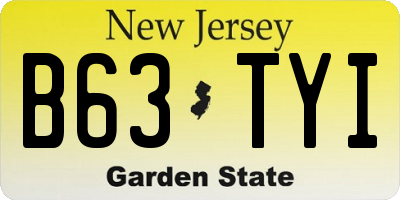 NJ license plate B63TYI