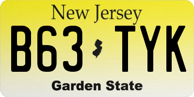 NJ license plate B63TYK