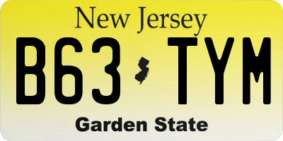 NJ license plate B63TYM
