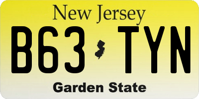 NJ license plate B63TYN