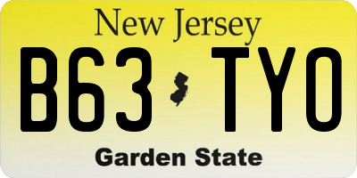 NJ license plate B63TYO