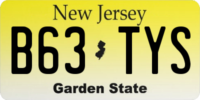 NJ license plate B63TYS