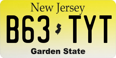 NJ license plate B63TYT