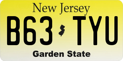 NJ license plate B63TYU